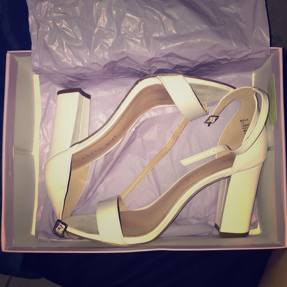 Madden Girl White Block Heels